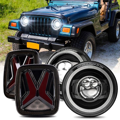 Faros LED intermitentes DRL + kits de luces traseras para Jeep Wrangler CJ TJ 7 pulgadas Foto 1 de 4