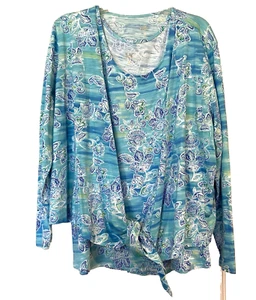 Belle by Kim Gravel 2-teiliges Set Tanktop mit Strickjacke vorne zum Binden leicht XL - Bild 1 von 10