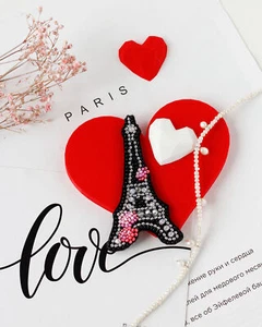 Hágalo usted mismo Kit para hacer joyas "Corazón de Francia", broche con cuentas de semillas, bordado de cuentas - Imagen 1 de 3