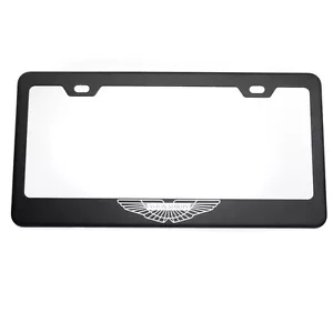 For Aston Martin License Plate Frame Matte Black W/Chrome Logo Engraved T3034 - Foto 1 di 10