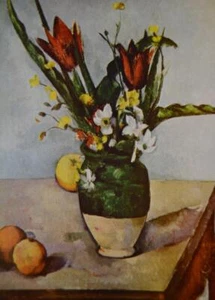 Vintage Paul Cezanne Tulips and Apples 1950's Art Print Wall Art Decoration - Picture 1 of 8