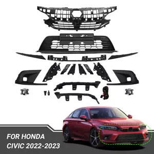 17Pcs For 2020-2023 Honda Civic Front Grille Headlight Trim Fog Lamp Bracket Set - Foto 1 di 21