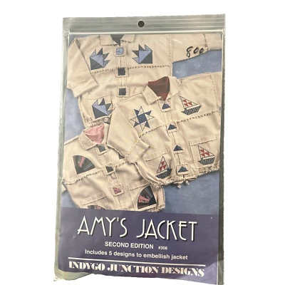 Amy's Jacket Appliqué Cottage Pattern Indygo Junction 5 Designs to Embellish VTG - Image 1 of 4