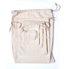 8"x12" Cotton Canvas Double Drawstring Muslin Bags (Natural Color)