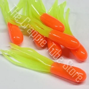 1.5" NightGlo™ Crappie Tube 50 Pack Orange/Chartreuse Glow - Picture 1 of 1