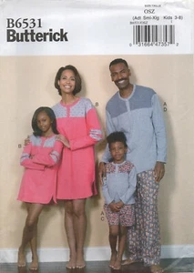 Butterick Sewing Pattern 6531 Nightshirts and Pyjamas for All the Family, New - Picture 1 of 12