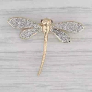2.50Ct Round Cut Simulated Diamond Dragonfly brooches pins14k Yellow gold plated - Picture 1 of 8