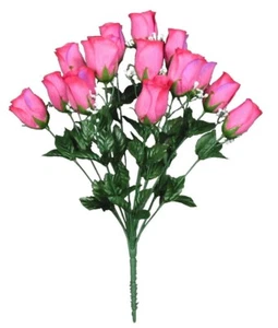 Hot Pink 14-Rose 21" Bush Microfiber Silk Flower Wedding Indoor Outdoor Decor US - Picture 1 of 1