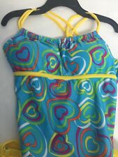 Jump'N Splash Girl's turquoise hearts crossback Tankini Swimsuit size 14