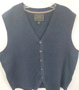 JoS A Bank Dark Blue Button Up Sweater Vest Merino Wool Blend Size XL NWOT - Picture 1 of 6