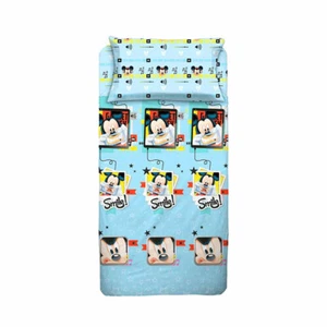 Completo Letto 3pz Disney TOPOLINO 1 Piazza, Azzurro 100% Cotone - Foto 1 di 2