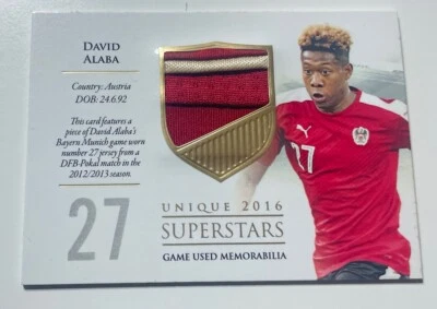 2016 Futera Unique Superstars /59 David Alaba #SS02 Game Used Bayern Austria - Image 1 of 3