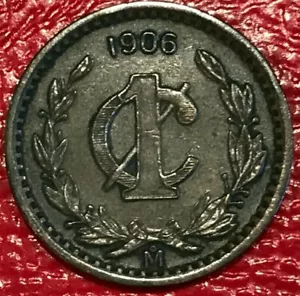 HIGH GRADE XF 1906 M NARROW MEXICO MEXICAN 1 CENTAVO-DEC133 - Picture 1 of 2