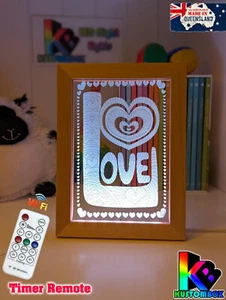 LOVE YOU HEART PERSONALISED USB 3D LED Night Light 7 Colour Change Room Lamp - Picture 1 of 12