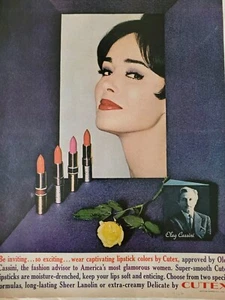 Lápiz labial Cutex Cautivating Colors 1962 Oleg Cassini anuncio cosmético vintage - Imagen 1 de 1