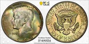 Toned 1968 D Silver MS 64 John F Kennedy Silver Half Dollar PCGS Graded Slab 148 - Picture 1 of 5