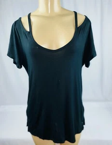PINK Super Soft Women's Black Size Large Tank Top With Ruffle Sides - Picture 1 of 5