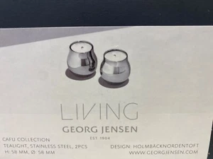 Georg Jensen CAFU tealight holder stainless steel 2 pcs. - BRAND NEW - Picture 1 of 1