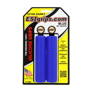 ESI EXTRA CHUNKY 100% Silicone MTB Bike Grips : 34mm/130mm BLUE - Picture 1 of 1