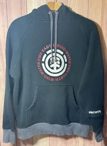 Vtg Y2k Element Skate Hoodie S Embroidered Skateboarding Black Pullover Grunge - Picture 1 of 10