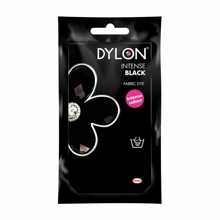 INTENSE BLACK DYLON HAND WASH FABRIC CLOTHES DYE 50g TEXTILE PERMANENT COLOUR - Image 1 of 1