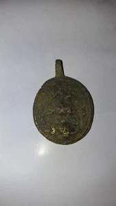 Antike Heiligen Anhänger - heiliger Georg mit Drachen - Bild 1 von 2