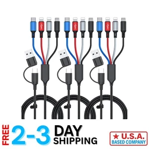 6FT Braided Multi USB Charger Cable 3 Pack - Fast Charging for All Devices - Photo 1 sur 9