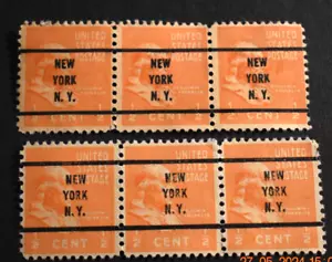 6 - 1938 US Stamps Sc #803 -1/2 Cent Precancels - NY, NY - Used - Picture 1 of 2