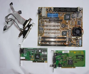 Mainboard Super Sockel 7 DFI K6BV3+/66 1MB Cache AMD K6-2 450AFX 256MB RAM - Bild 1 von 18