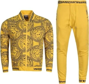 Men’s Printed All-Over Tech Designer Full Matching Jogging Suit Top & Bottom set - Picture 1 of 8