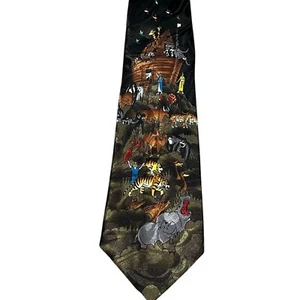 Gospitality Noah's Ark Boat Animals Tie Bible Pastor Men's Necktie 58” X 4" - Picture 1 of 7