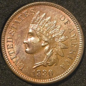 Centavo cabeza india 1880 - ¡HERMOSO ORIGINAL CASI JOYA! ENVÍO GRATIS - Imagen 1 de 3