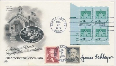 #1606 Matched PLBL of 4 combo 30c American Schools Artcraft cachet FDC auto Lot - Image 1 of 2