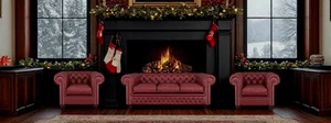 Chesterfield Oxford 3+1+1 Super Rinder Aniline Narben Leder Burgund - Bild 1 von 11