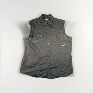 Camisa Harley Davidson Para Hombre Talla 2XL Negra Bolsillos Motociclista Tanque Corte Envejecido - Imagen 1 de 15
