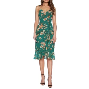 Bardot Womens Malika Floral Print V-Neck Chiffon Dress in Green XSmall MSRP $109 - Picture 1 of 10