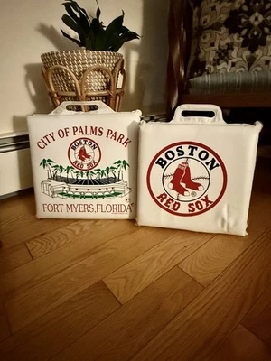 2 VTG Boston Red Sox MLB Stadium Seat Cushion Busch/Palm Spring Back 12.5”x12.5” - Image 1 of 4