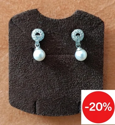 ORECCHINI DONNA IN ORO BIANCO 18 KT 750 CON PERLE E ZIRCONI AMBROSIA AOP 054 - Immagine 1 di 4