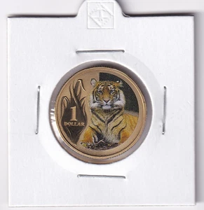 AUSTRALIAN: 2012 $1 ZOOS SUMATRAN TIGER COLOURED UNC COIN #6010 - Bild 1 von 2