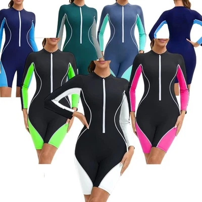 Frauen Bodysuit Surfen Badeanzug Schwimmen Bademode Farbe Block Sommer Hawaii - Bild 1 von 4