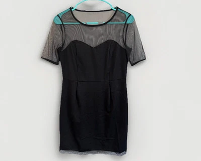 Mac + Jac Black Sweetheart Mini Dress Size M Stretchy Mesh Zip Sexy  - Image 1 of 4