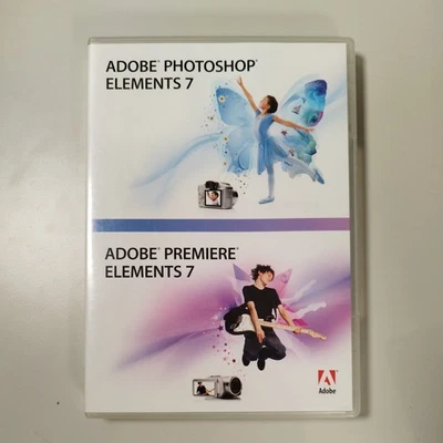 Adobe Photoshop + Premiere Elements 7 Photo video editing Software + keys, PC CD - Image 1 of 4