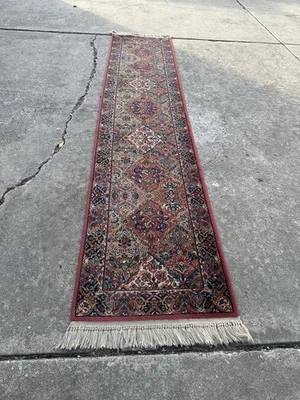 Karastan 2'6" x 12' Multicolor Panel Kirman 700-717 Wool Runner  - Image 1 of 4