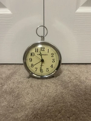 Vintage Style Crosley Metallic Alarm Chrome Silver Clock- Battery Operated - Image 1 of 4