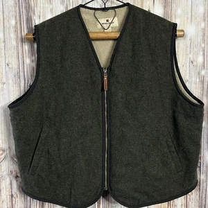 Woolrich Weste Herren 2XL grün meliert schwere Wolle durchgehender Reißverschluss Sherpa gefüttert Outdoor - Bild 1 von 12