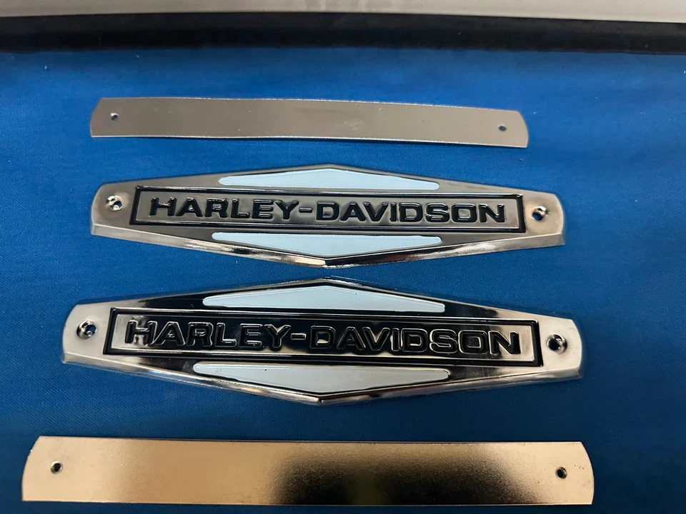 Harley Davidson gas tank emblems, badges, Shovel, Pan, Evo. set of two w/mount - Image 1 of 1