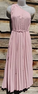 BTFBM XL Pink One Shoulder Pleated Midi Asymmetrical Formal Cocktail Party Dress - Picture 1 of 7