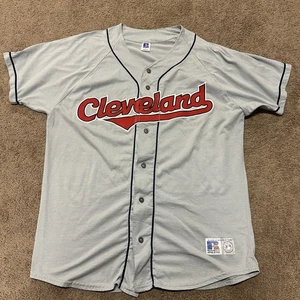Vintage Russell Athletic Cleveland Indians grau Trikot Tuch Größe Large - Bild 1 von 10