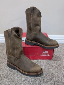 Größe 10D Herren Justin Blueprint Hellbraun Gaucho Retan/Öltan Runde Spitze Arbeitsstiefel - Bild 1 von 9