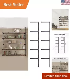 Industrial Wall Mount Iron Pipe Shelf, DIY Open Farmhouse Bookshelf, Kitchen/... - Picture 1 of 8